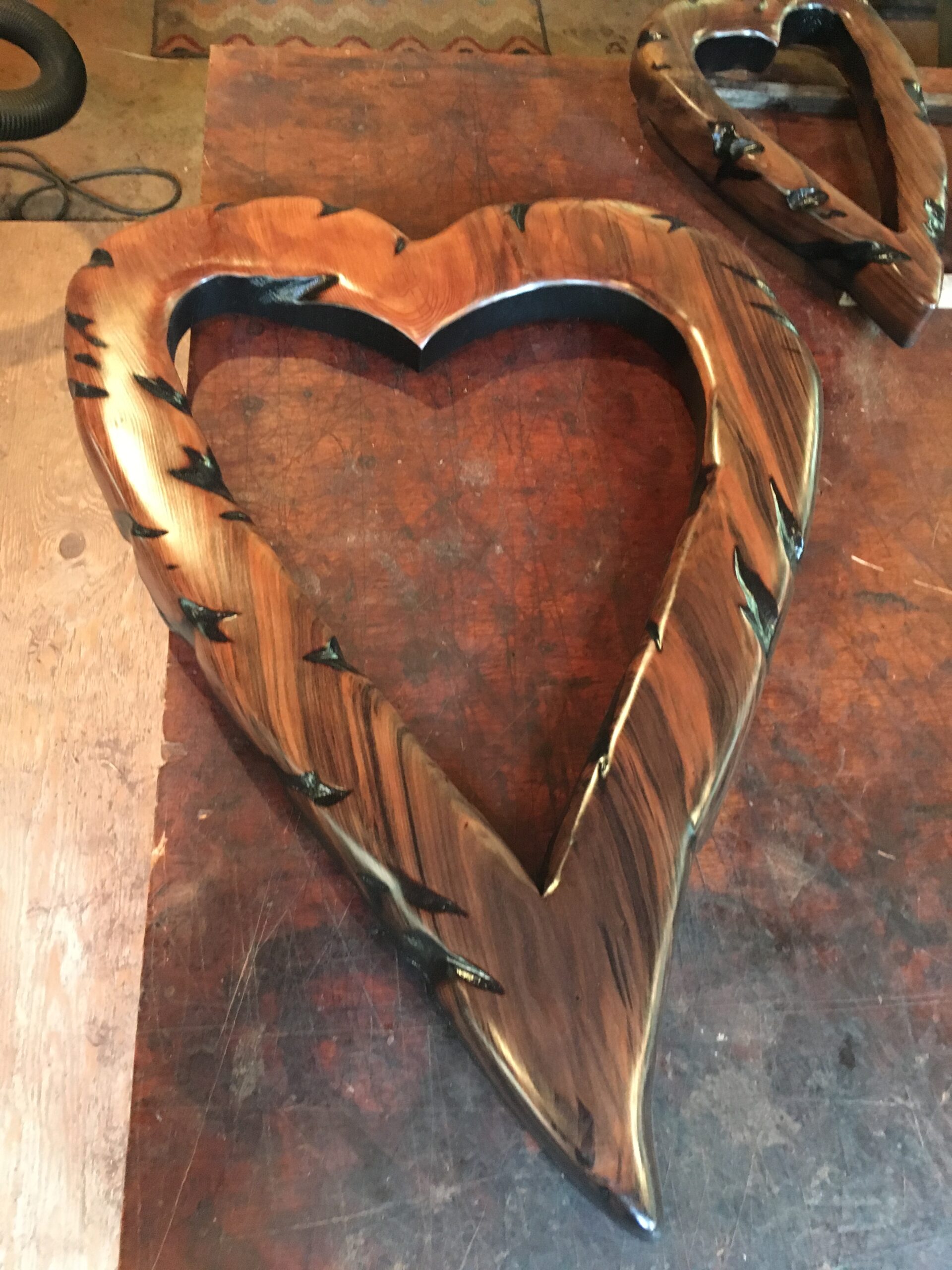 redwood carved heart