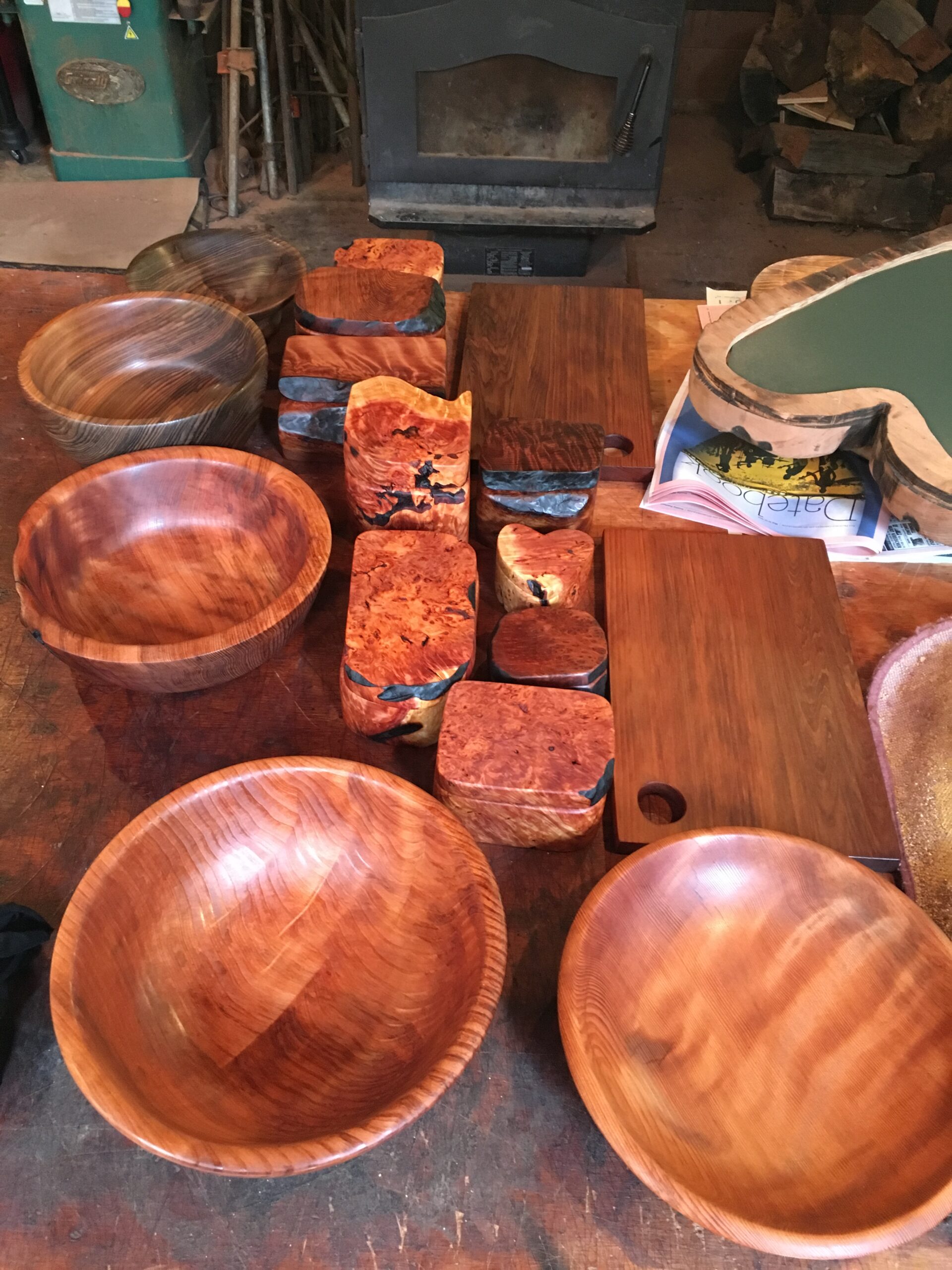 Redwood bowls and art